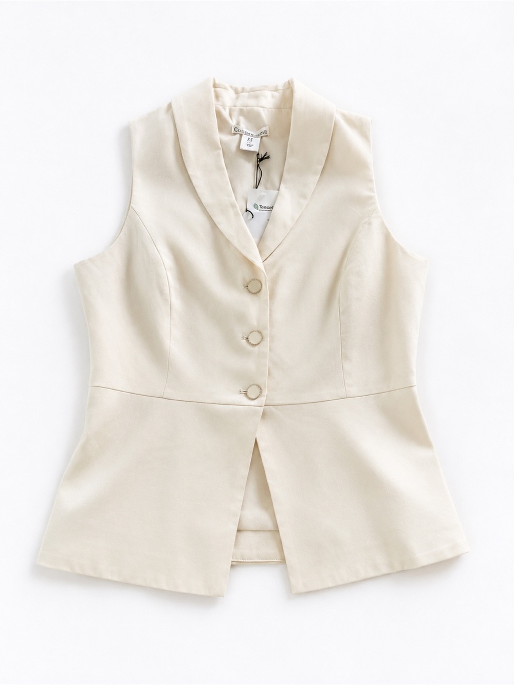 Christian Lacroix Women’s Cream Tencel Lined Sleeveless Vest Blazer Size S NWT